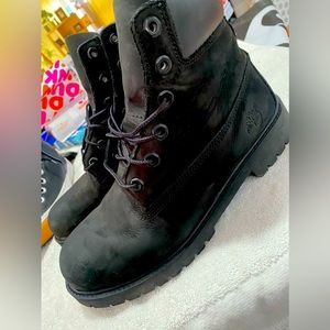 Timberland black leather.